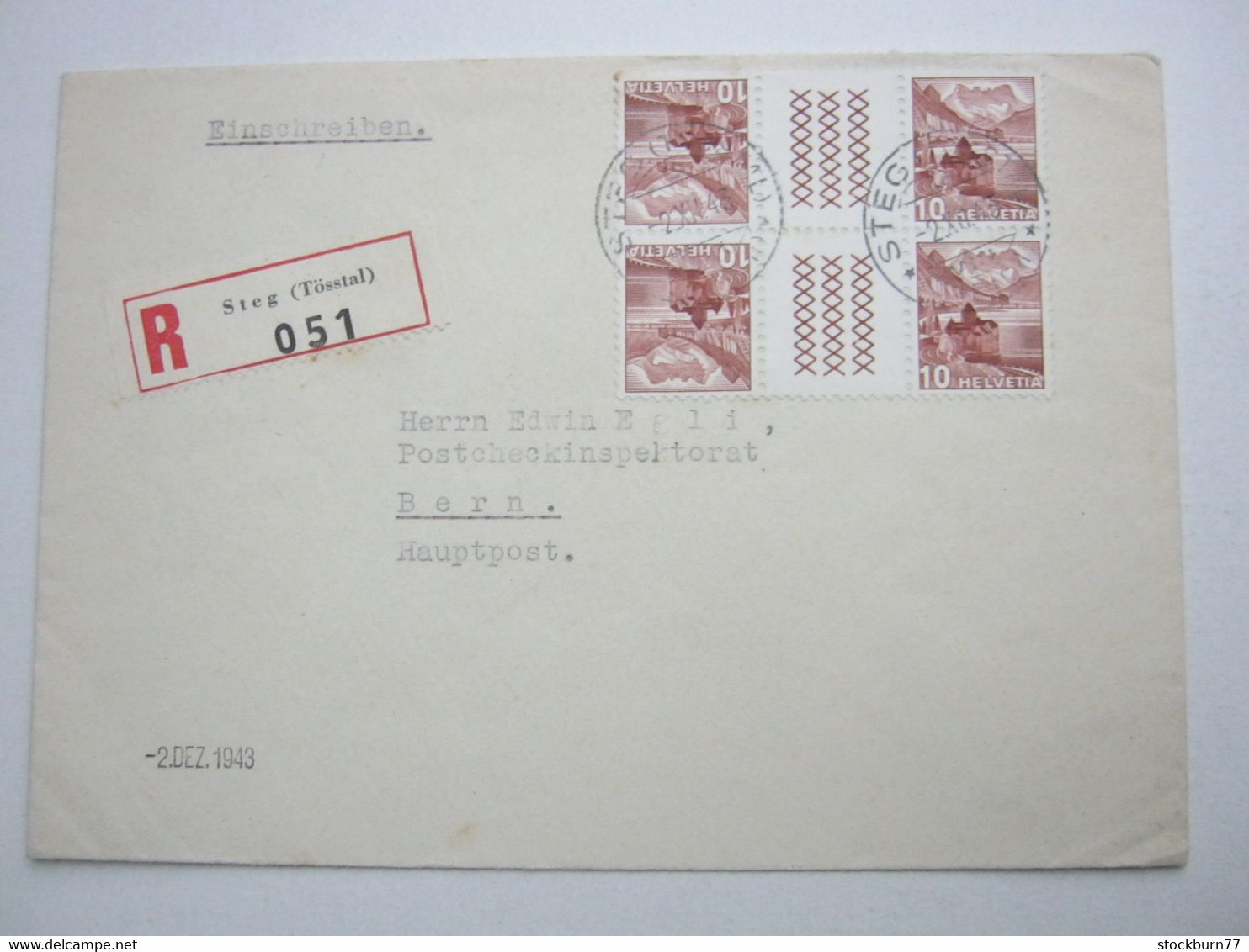 1943 , Einschreiben Mit Zusammendruck  Aus STEG - Postzegelboekjes