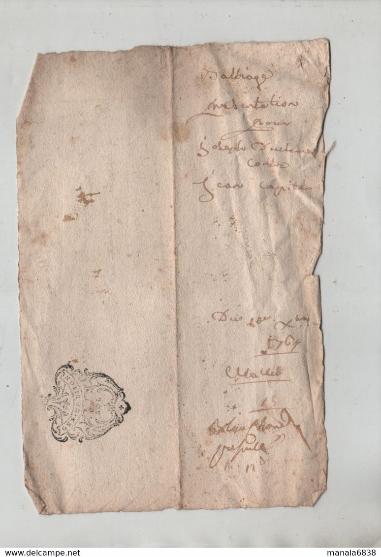 Baillage à Identifier Duchesne Joseph Jean Capitan Propriétaire Exploitant Belley 1764 Mollet Mottet - Historische Dokumente