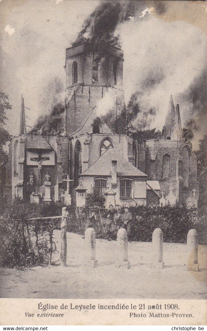 Eglise De Leysele Incendiée Le 21 Août 1908 (pk72949), Leisele - Alveringem