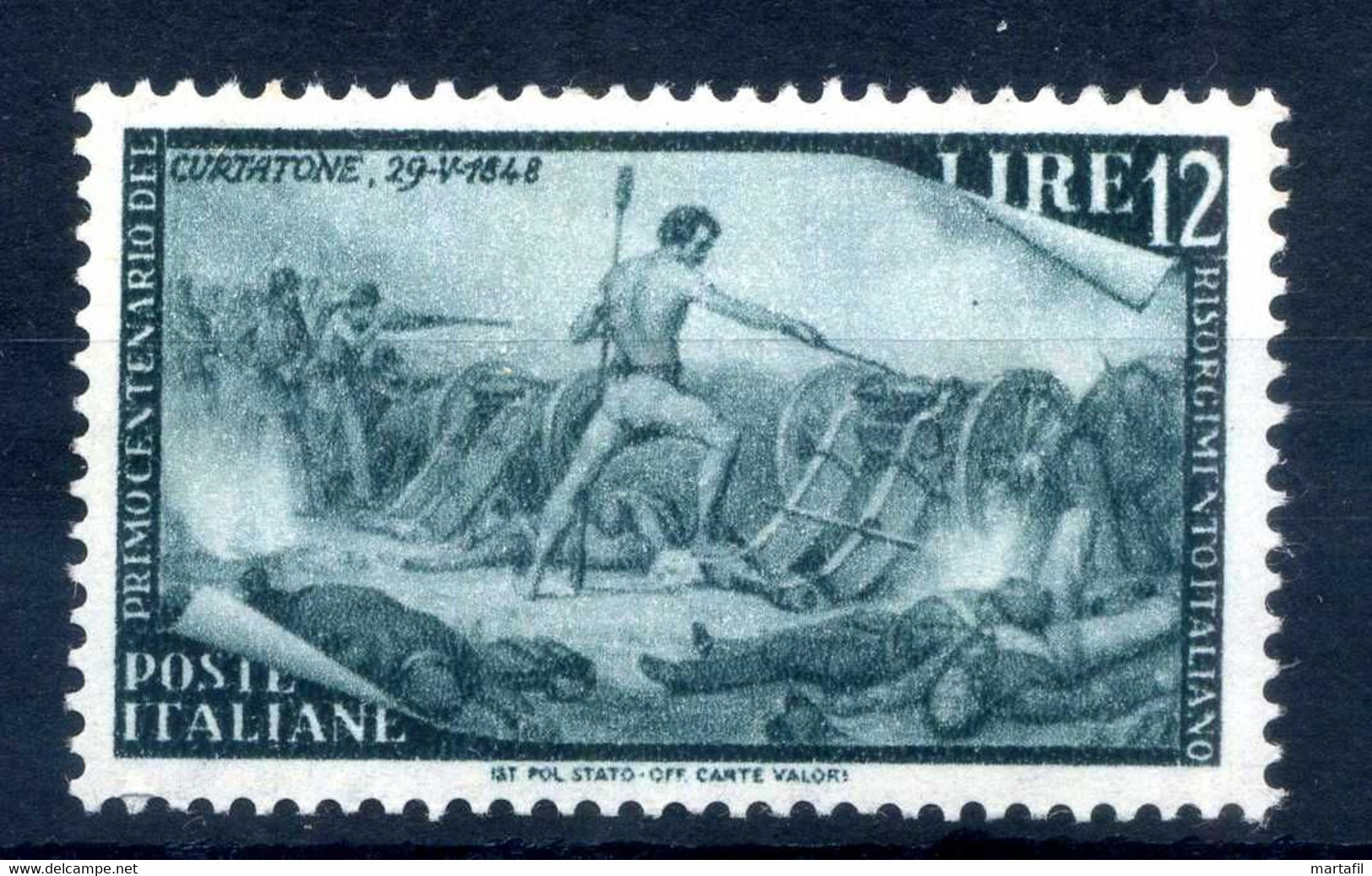 1948 REP. IT. Risorgimento N.586 12 Lire MNH ** - 1946-60: Neufs