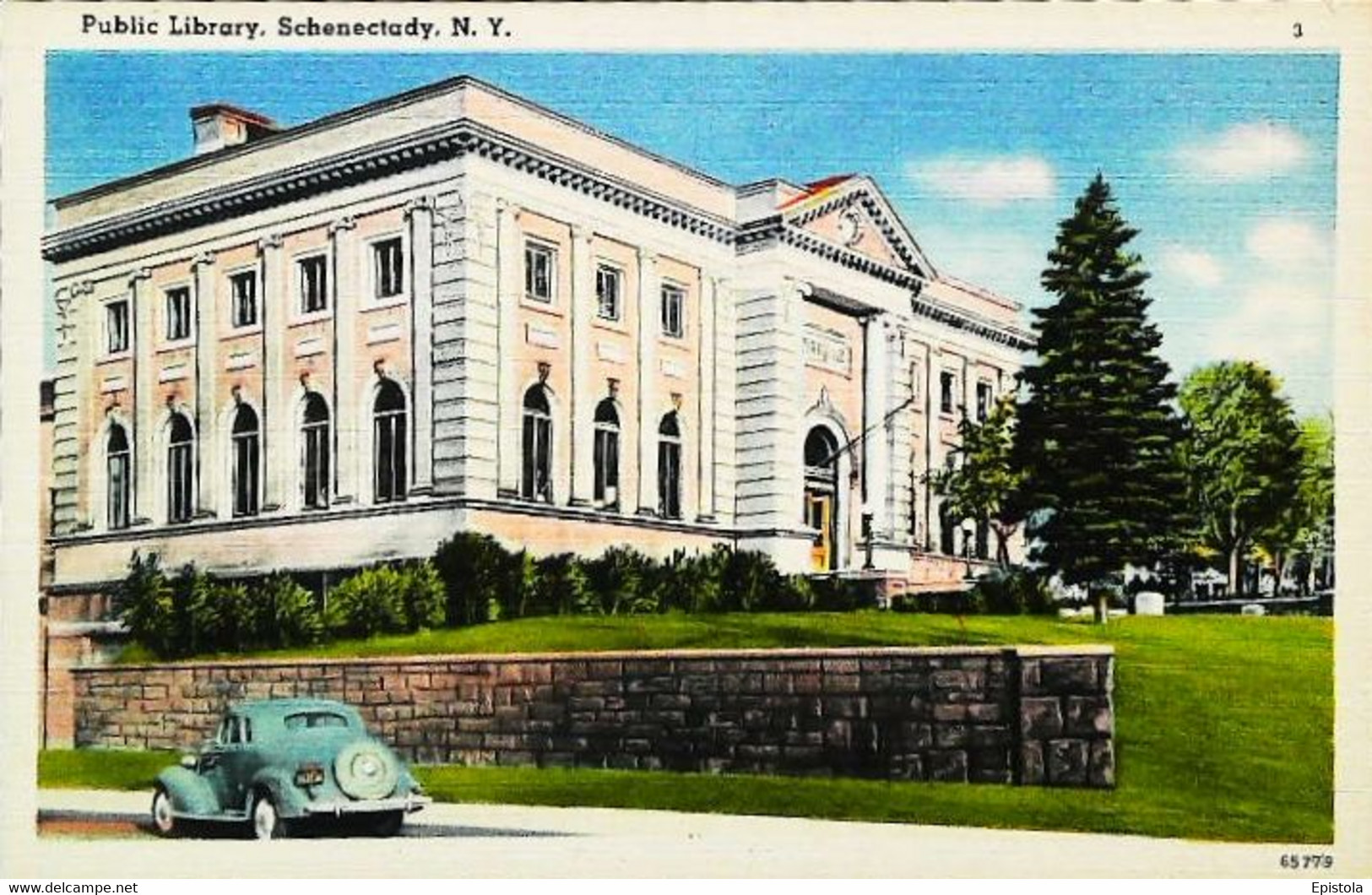 ► CHEVROLET    Chevy 1935 - Cpa Public Library SCHENECTADY  N.Y. - American Roadside