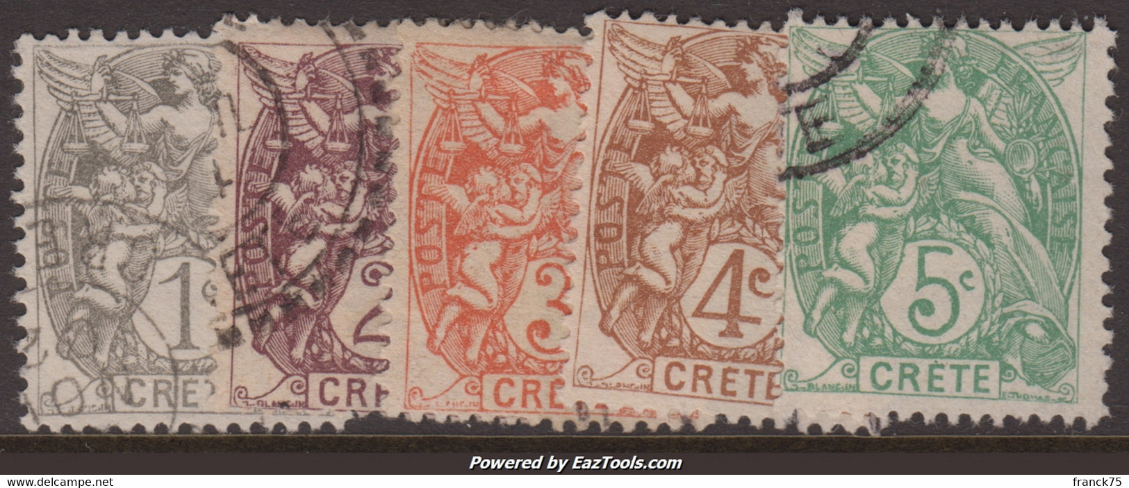 *RARE* Crète:  N° 1 à 5 Oblitérés TB (Dallay N° 1 à 5 , Cote: 15€ ) - Used Stamps