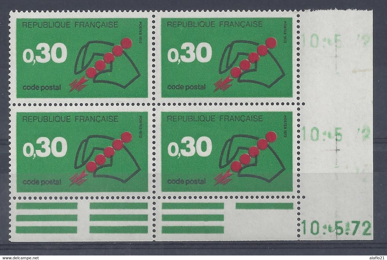 CODE POSTAL N° 1719 - Bloc De 4 COIN DATE - NEUF SANS CHARNIERE - 10/5/72 - 1970-1979