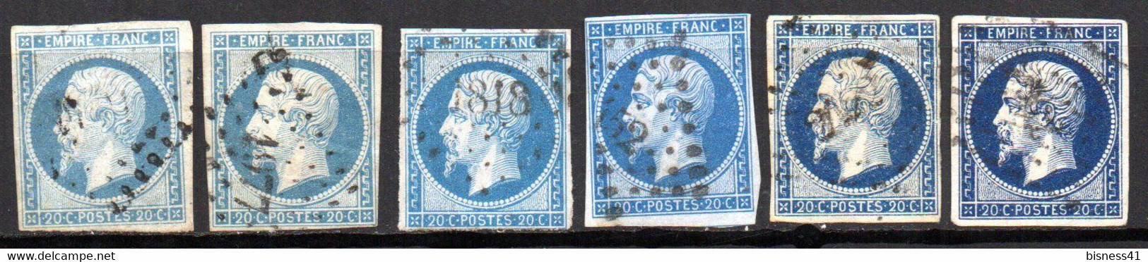 Col18  France N° 14 X 6 Napoléon Differentes Couleurs - 1853-1860 Napoléon III