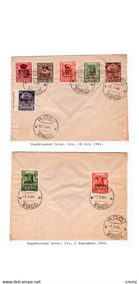 1944 - RODI/ITALIAN ADMINISTRATION - Catg. Unif. 126/131+E5/6 - FDC - (W012..) - Isole Ionie