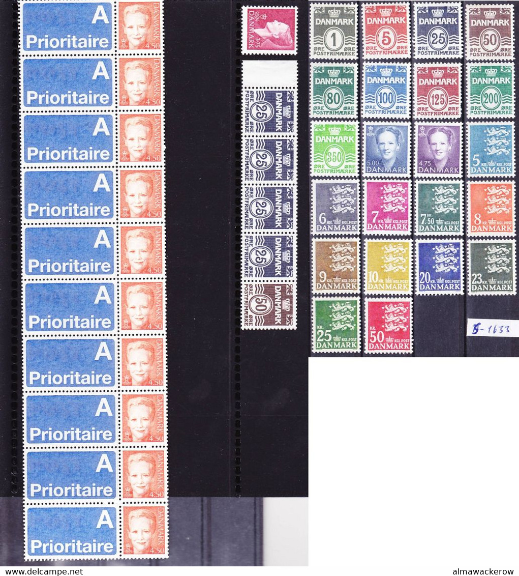 Denmark Big Lot Of Definitives With High Face Value (DKK 239,86) All MNH **, Start Below Face Value! - Collections
