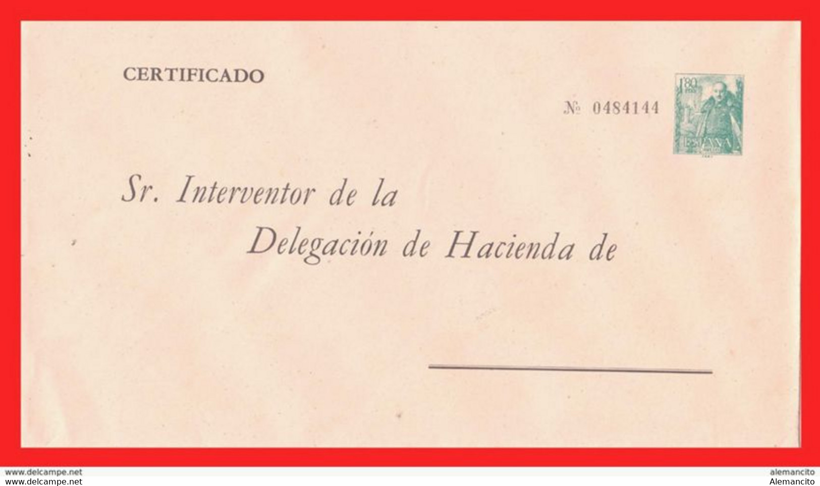 ESPAÑA SOBRE FRANQUEADO CON 1.80 Ptas. DEL AÑO 1948 - Fiscal-postal
