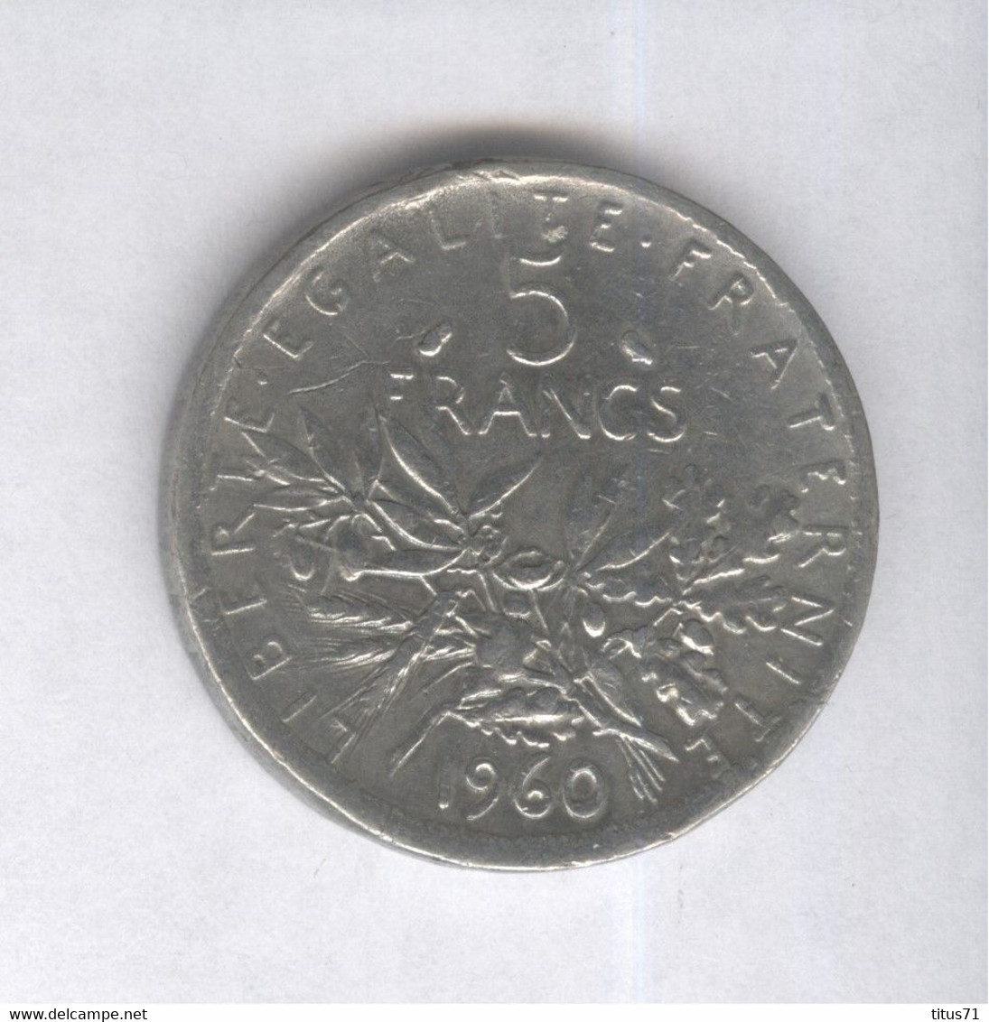 Fausse 5 Francs France 1960 - Poids 8,70 Gr. - Exonumia - Variétés Et Curiosités