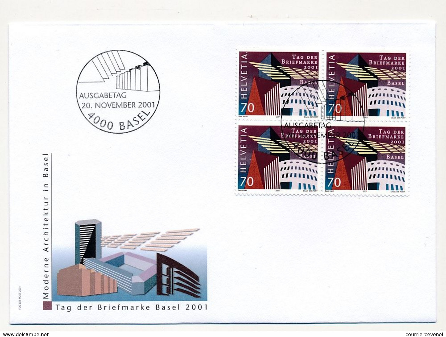 SUISSE -  FDC 2001 -  Journée Du Timbre - BALE - 20 Nov 2001 -  2 Enveloppes - FDC