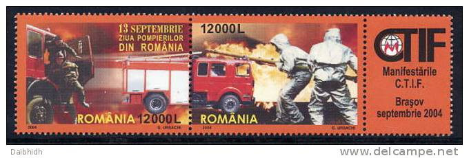 ROMANIA 2004 Fire Service Pair MNH / **.  Michel 5851-52 - Unused Stamps