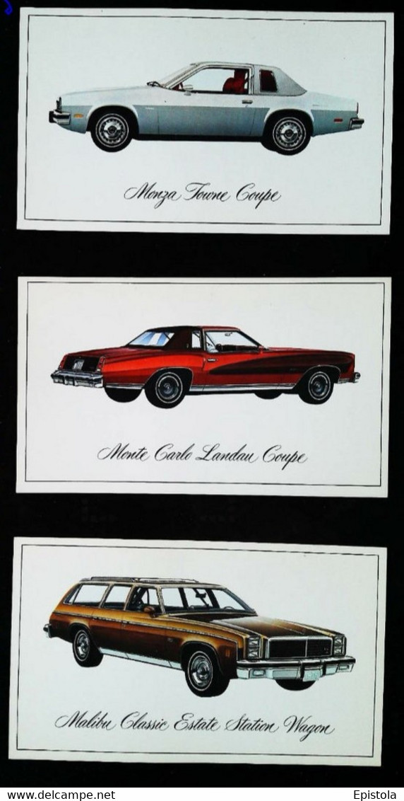 ► LOT 3 Classic Automobile CHEVROLET (Litho. U.S.A. Advertising Manufacturer / Dealer Postcard) - American Roadside