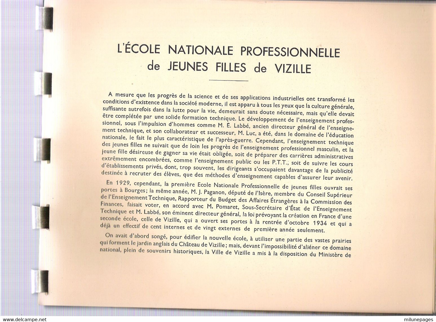 Ecole Nationale Professionnelle De VIZILLE Isère Superbe Et Luxueux Livret De Présentation 46 Pages + De 50 Photos 1934 - Rhône-Alpes