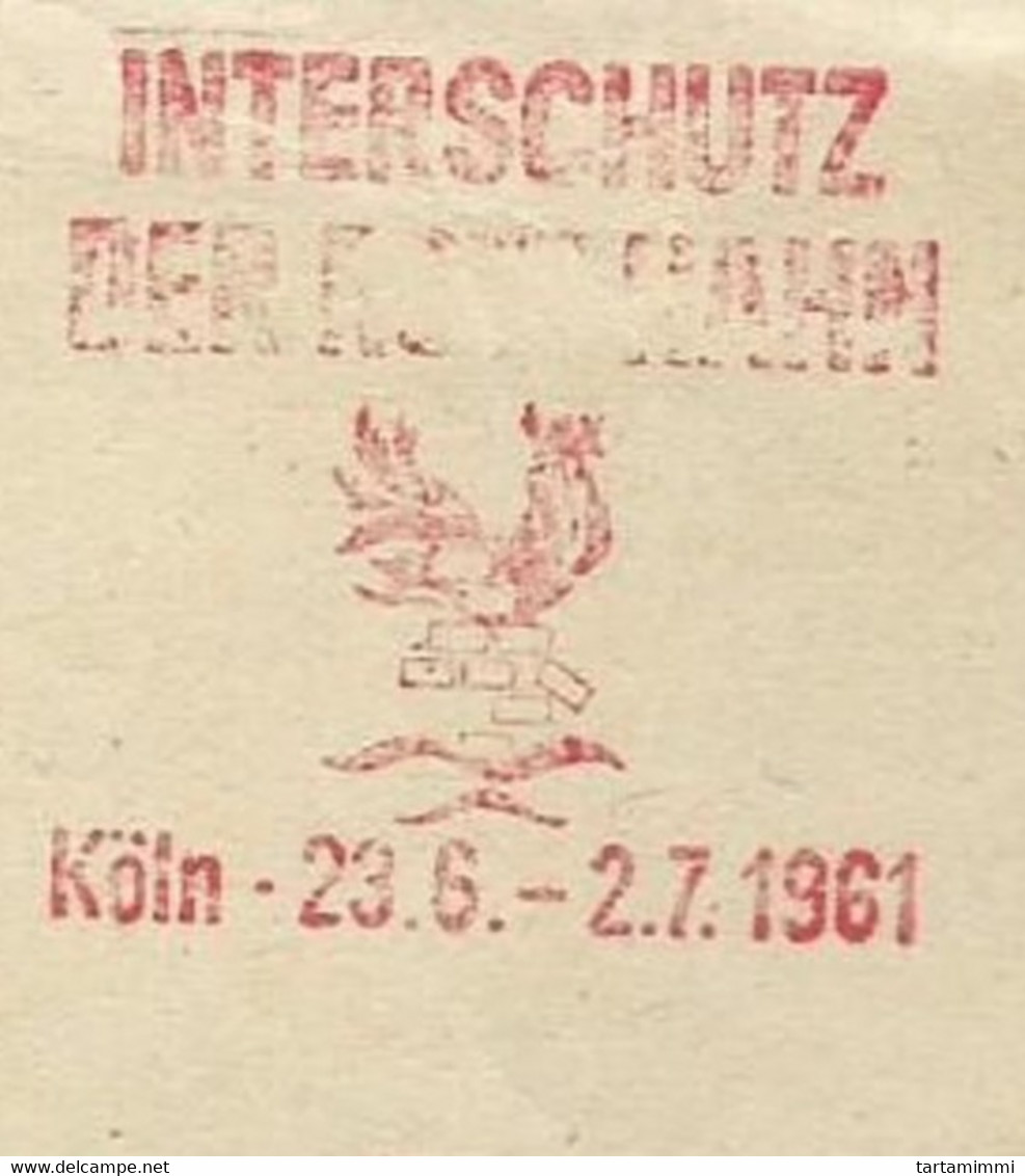 EMA METER STAMP FREISTEMPEL DEUTSCHE INTERSCHUTZ KOLN 1961 BIRD COCK PIGEON - Mechanical Postmarks (Advertisement)