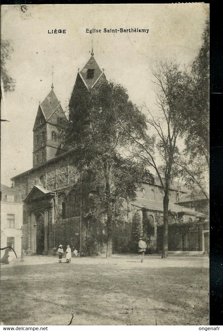 Carte-vue: Liège (Eglise St Barthélemy) Obl.: LÜTTICH 10/10/18  + Griffe Encadrée ??? LÜTTICH - Langstempel