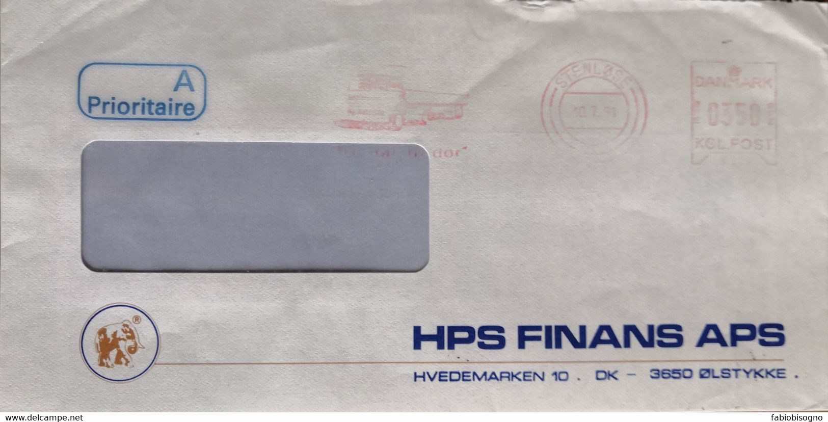 Stenlosew 1991 - Hps Finans - Ema Meter Freistempel 17.00 - Used A Proritaire Cover To Italy - Macchine Per Obliterare (EMA)