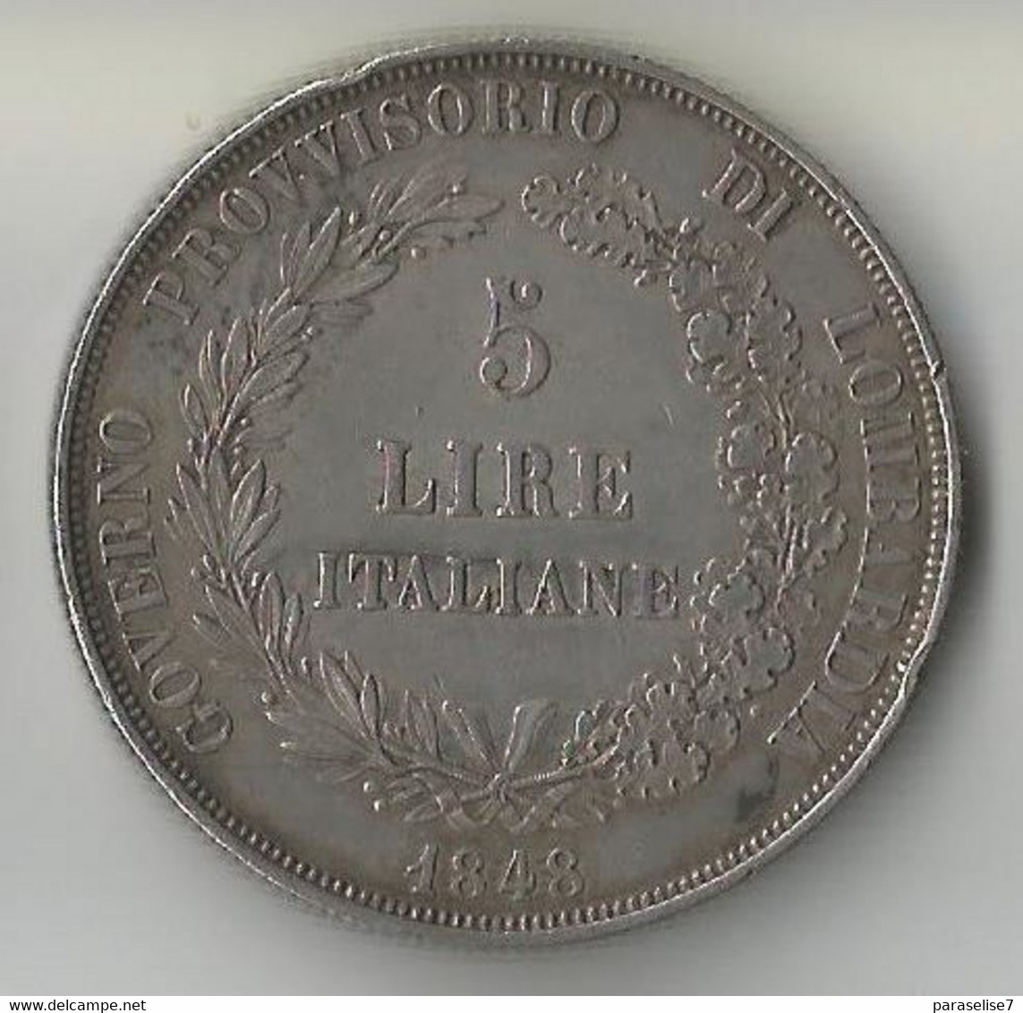 ITALIE - LOMBARDIE  5 LIRE 1848 ARGENT - Lombardie-Vénétie