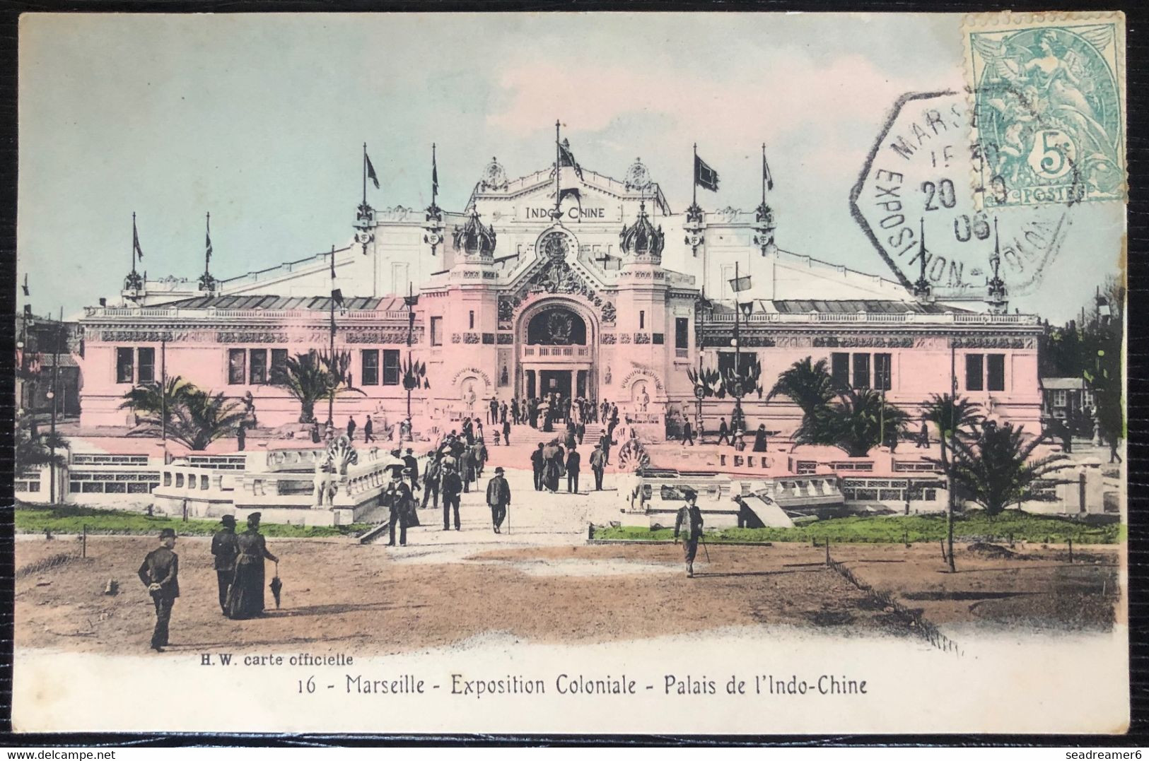 Carte Postale Palais De L'indochine Marseille Exposition Coloniale Blanc N° 111 Obl Dateur Hexagonal De L'expo RR - 1900-29 Blanc