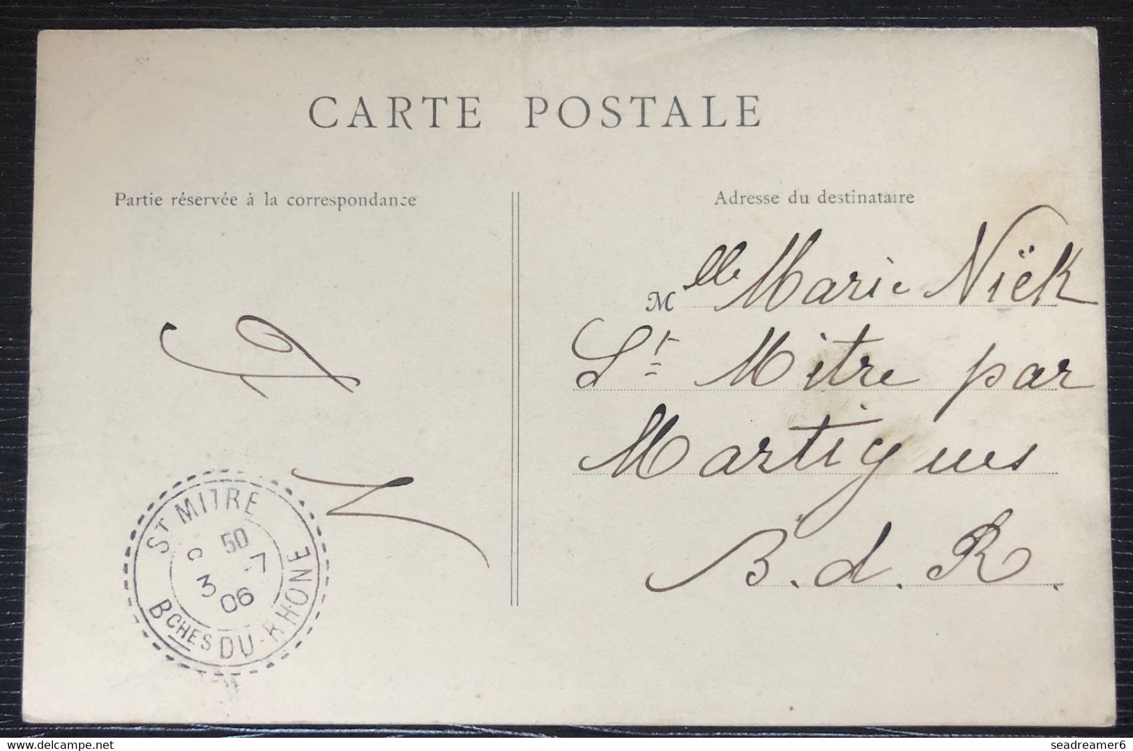 Carte Postale Tarif à 5c Blanc 1903 N° 111 De Versailles Obl Grande Croix Noire Pour Ste Mirte RR - 1900-29 Blanc