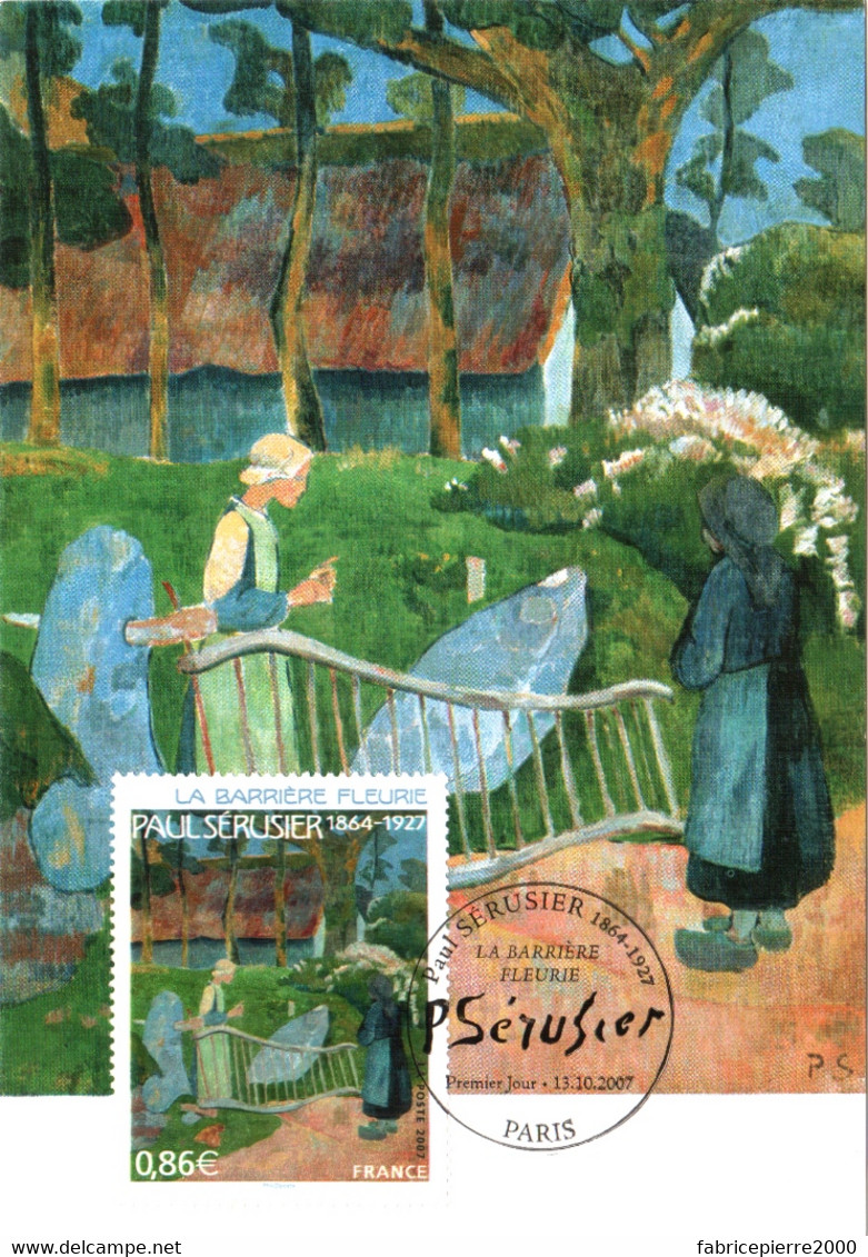 Carte Maximum YT 4105 La Barrière Fleurie De Paul SERUSIER 1er Jour 13 10 2007 TBE Paris (75) - 2000-2009