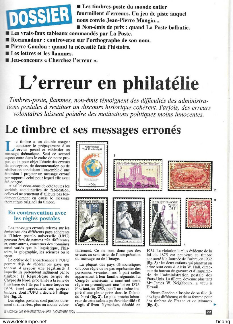 LE MONDE DES PHILATELISTES - L ERREUR EN TIMBRE, DJIBOUTI, LA FELDPOST ( ILES DE LA MANCHE ) CHAMPS ELYSEES, LE TGV... - Français (àpd. 1941)