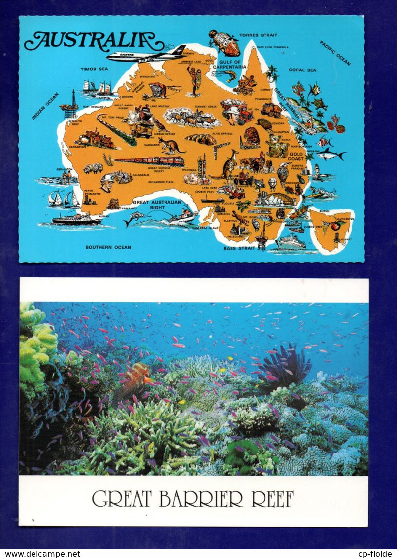 AUSTRALIE . " FISH AND CORALS OF THE GREAT BARRIER REET " & " AUSTRALIA " . 2 CPM - Réf. N° 27097 - - Non Classificati