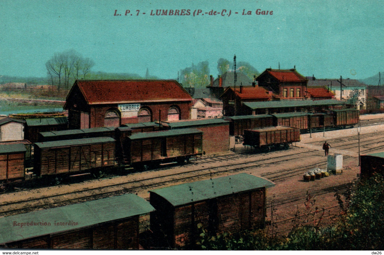 Lumbres (Pas De Calais) La Gare - Edition Lucien Pollet - Carte L.P. N° 7 Colorisée, Non Circulée - Lumbres