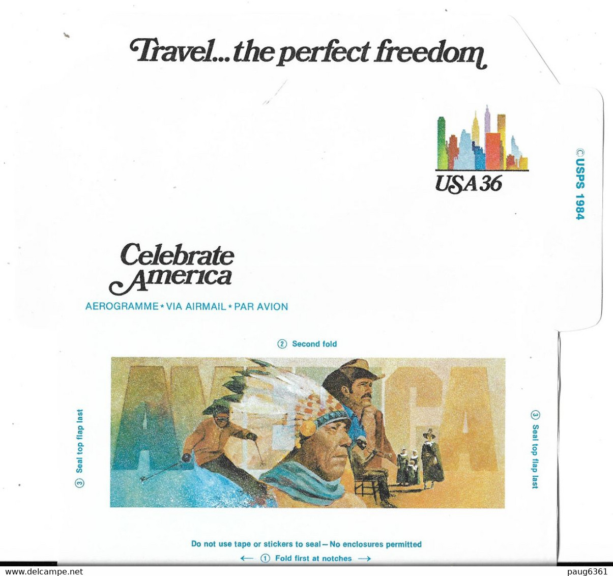 USA   1984 AEROGRAMME "TRAVEL THE FERFECT FREEDOM" - 1981-00