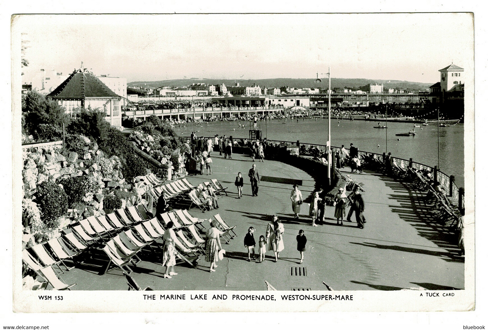 Ref BB 1429  - 1955 Raphael Tuck Real Photo Postcard Marine Lake & Promenade Weston-super-Mare - Weston-Super-Mare