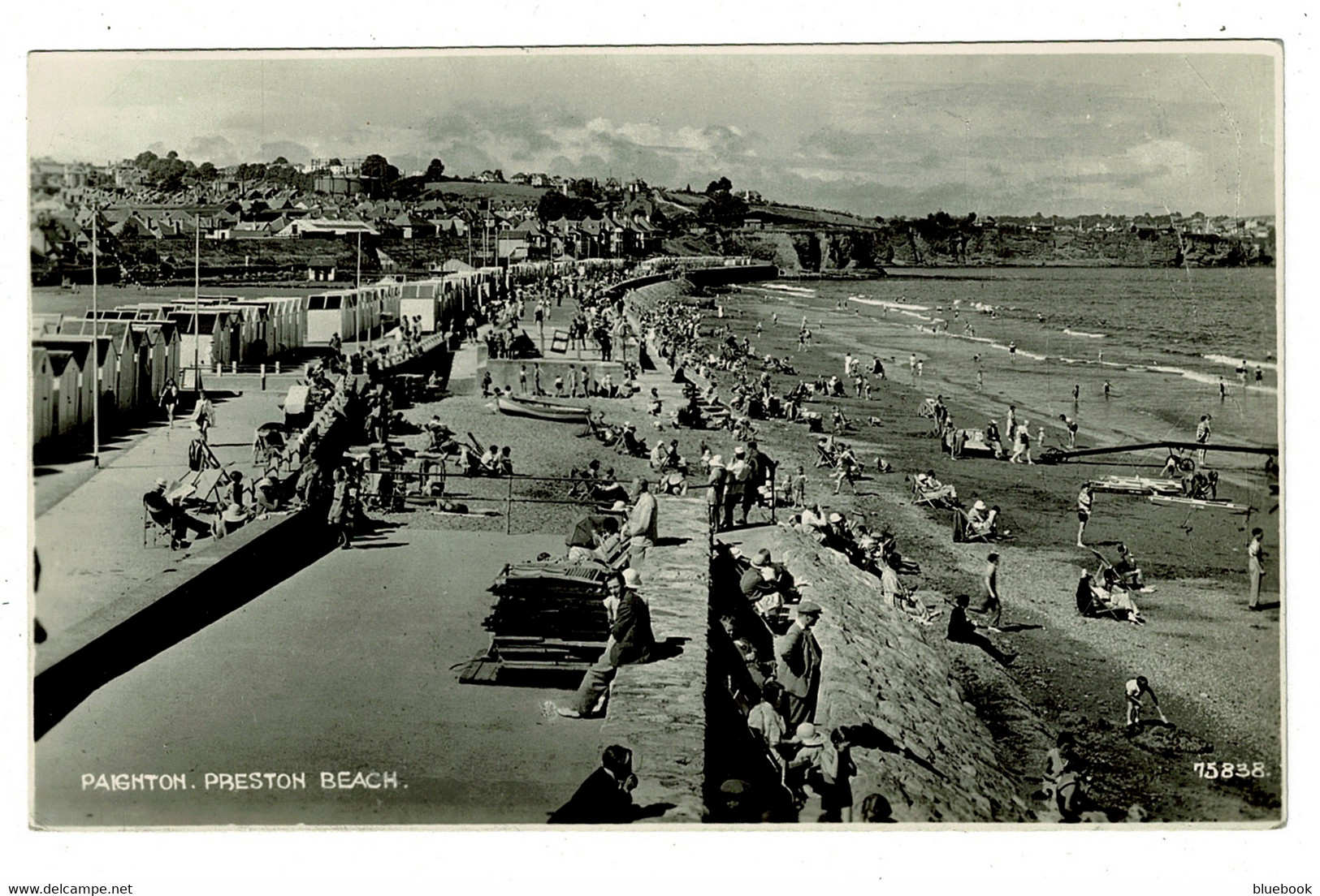 Ref BB 1429  - 1938 Real Photo Postcard - Preston Beach Paignton - Devon - Paignton