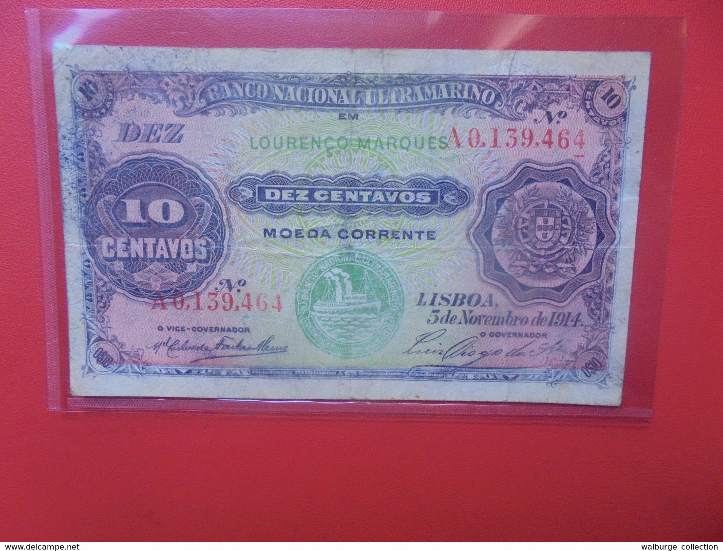 MOZAMBIQUE 10 Centavos 1914 Circuler (B.21) - Mozambico