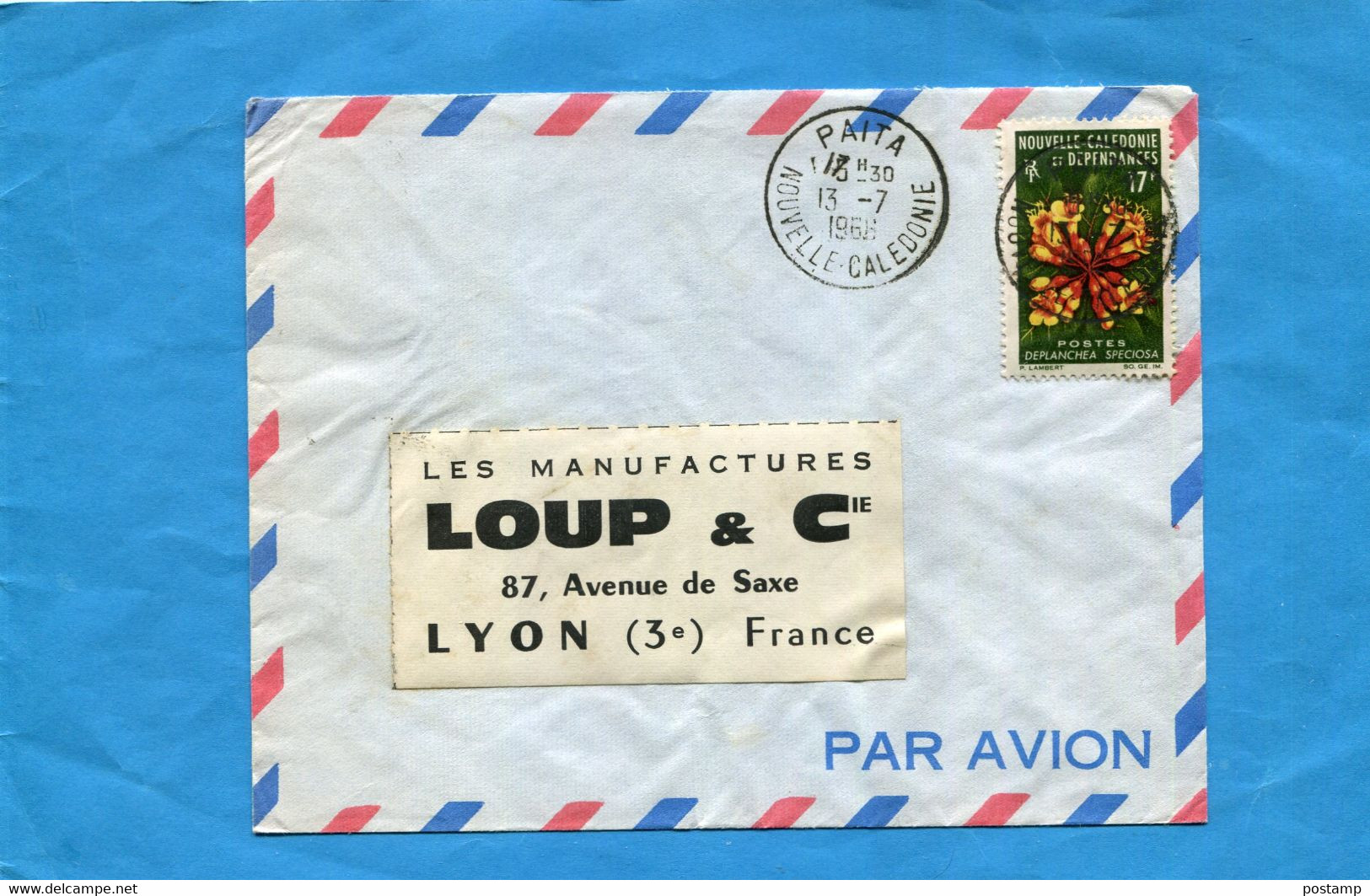 MARCOPHILIE-Nlle Calédonie-lettre+thematics Stamps-cad PAITA- Stamps N°321 Flower-deplanhéa - Covers & Documents