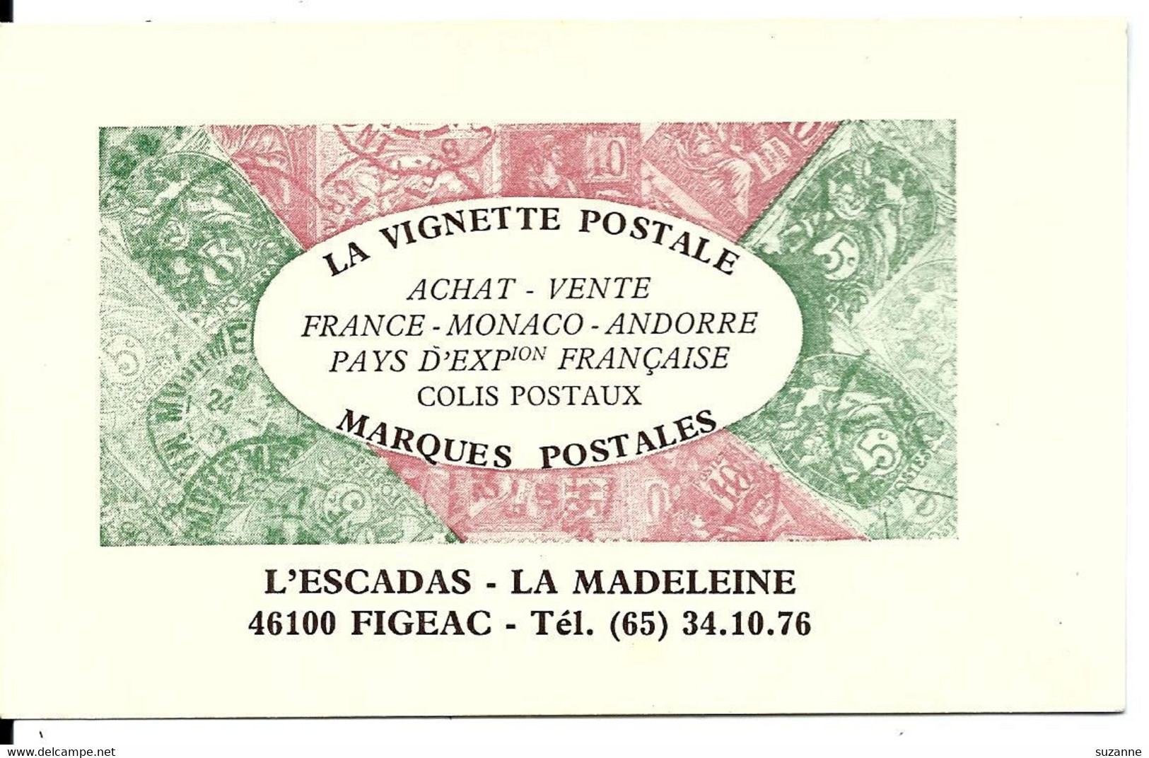 Carte Publicitaire L'ESCADAS à FIGEAC 46 - La VIGNETTE POSTALE - MARQUES POSTALES - Briefmarken (Abbildungen)