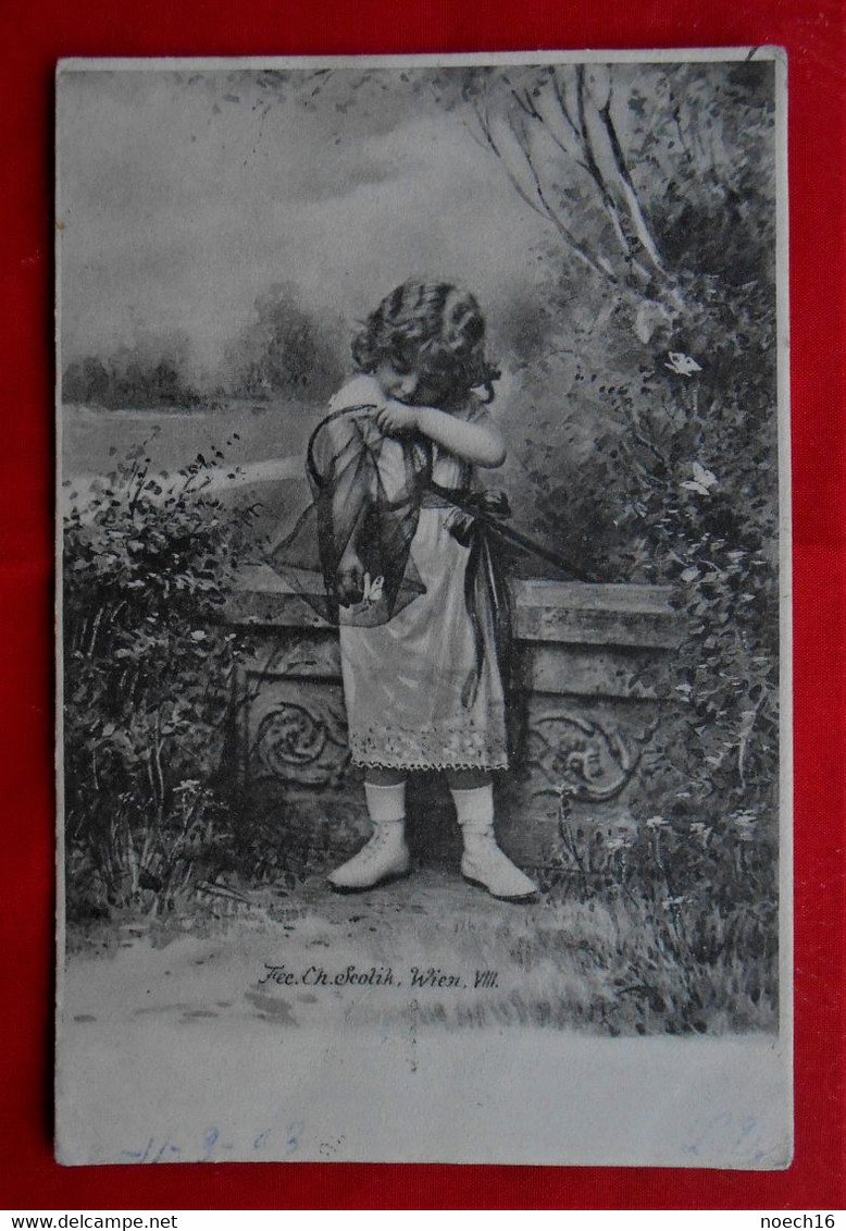 CPA Illustrateur Ch. Scolik Vienne 1903 / Enfant, Fillette, Chasse Aux Papillons - Scolik, Charles