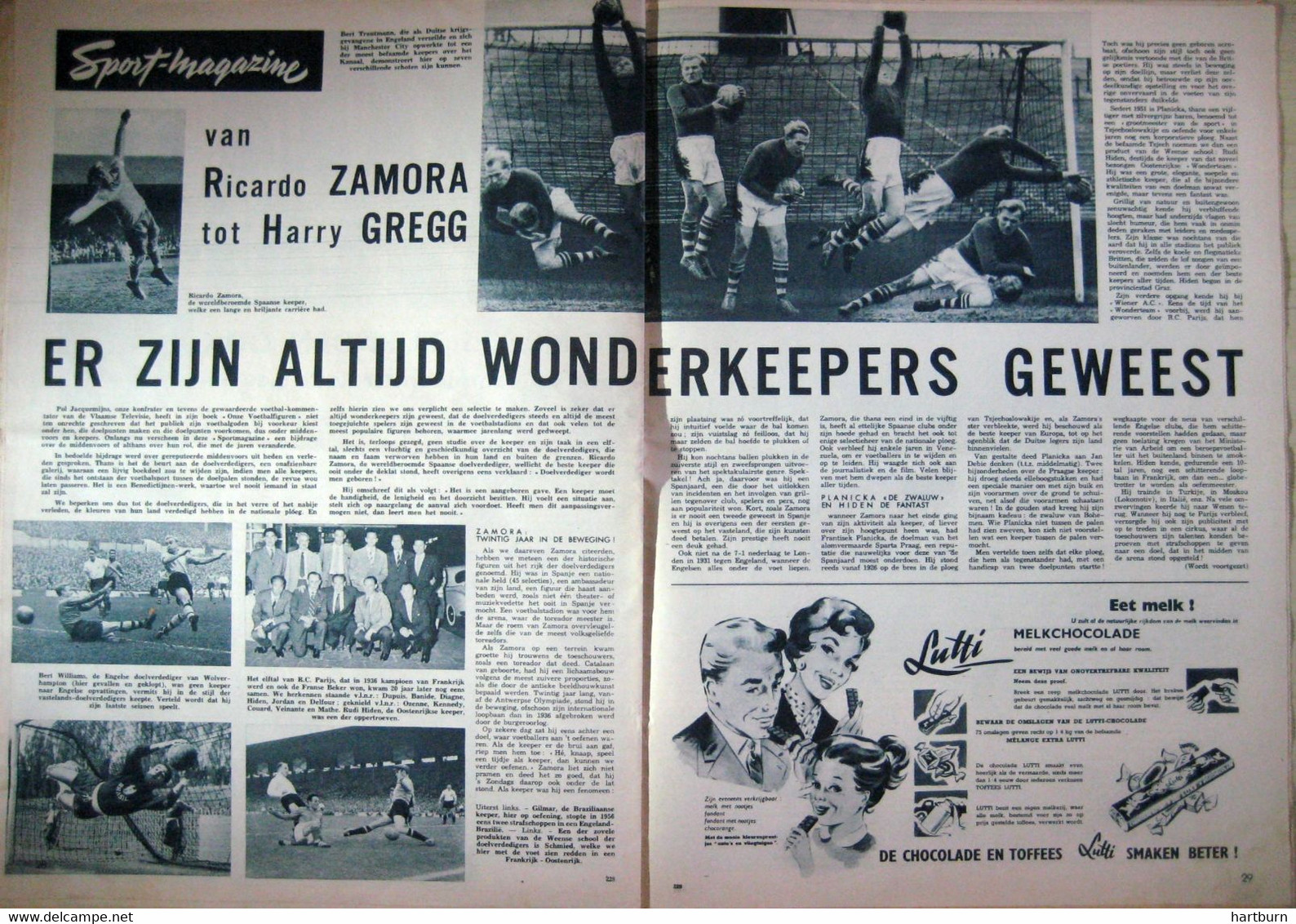 Voetbal (06.02.1958) Ricardo Zamora, Wolverhampton, R.C. Parijs, Beerschot, Leon Mokuna, Gantoise, Brazilie - Autres & Non Classés