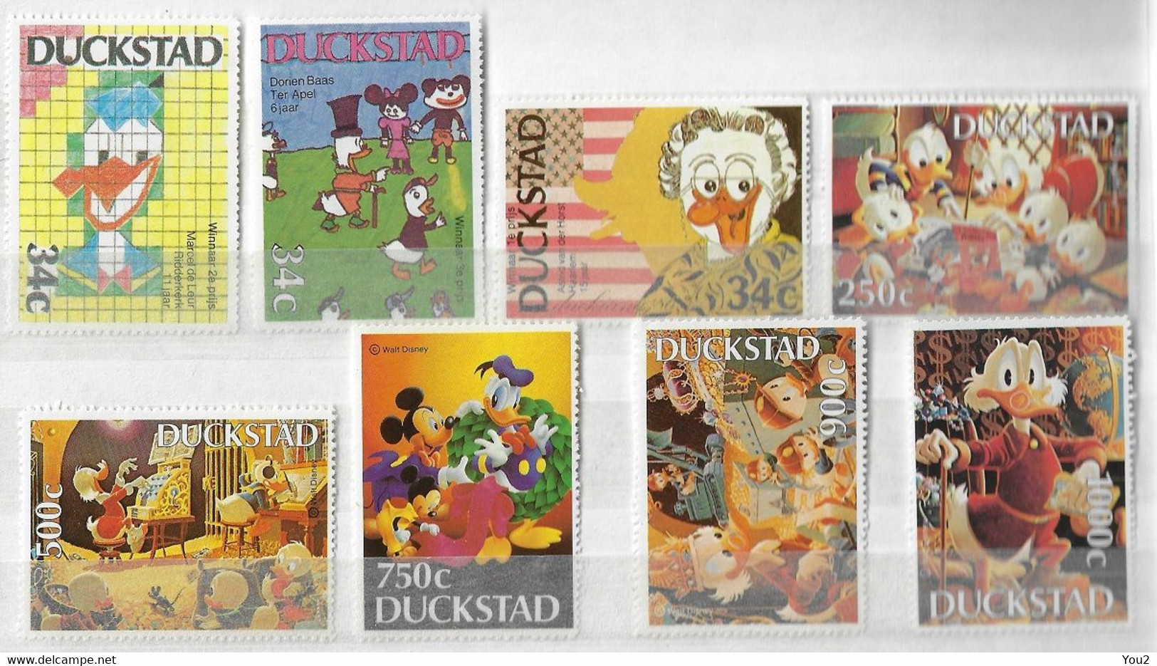 28 Postzegels Duckstad Nederland - Proefdrukken = 0.10 Cent/postzegel - Collezioni