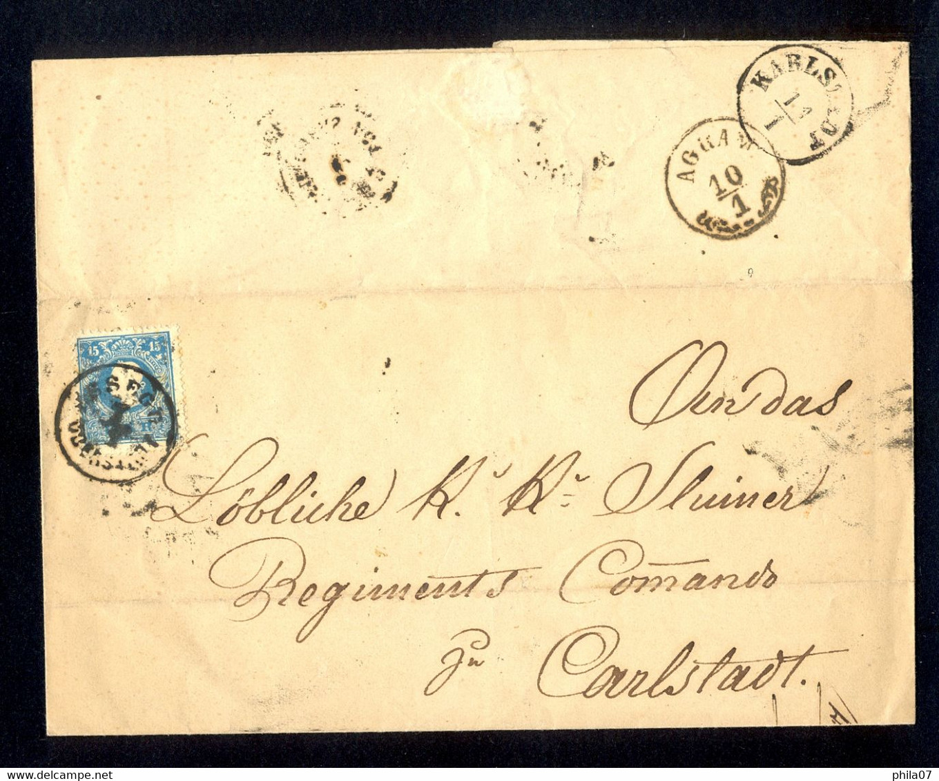 HUNGARY, CROATIA - Cover Of Letter Sent From ESSEG (Osijek) To CARLSTADT (Karlovac) Via AGRAM (Zagreb) 1862. - ...-1867 Prephilately