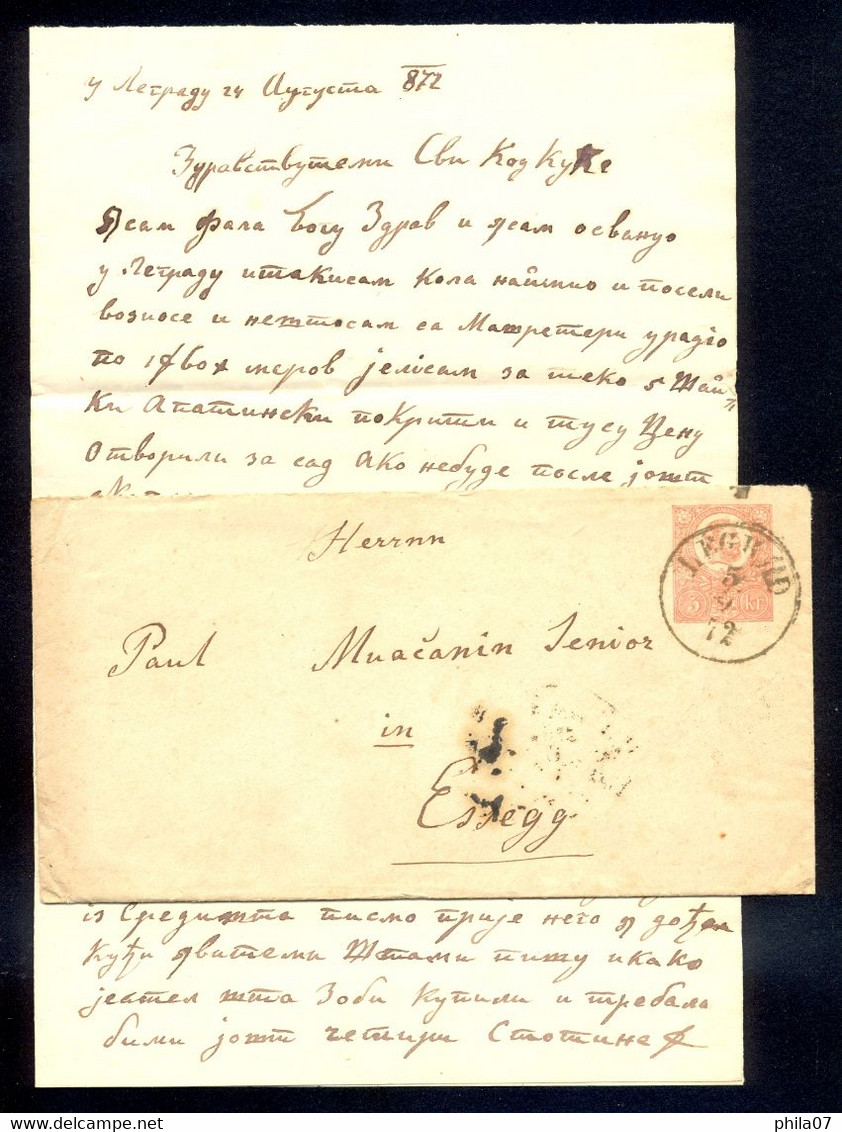 HUNGARY, CROATIA - Cover With Content Sent From LEGRAD To ESSEG 05.09. 1872. - Brieven En Documenten