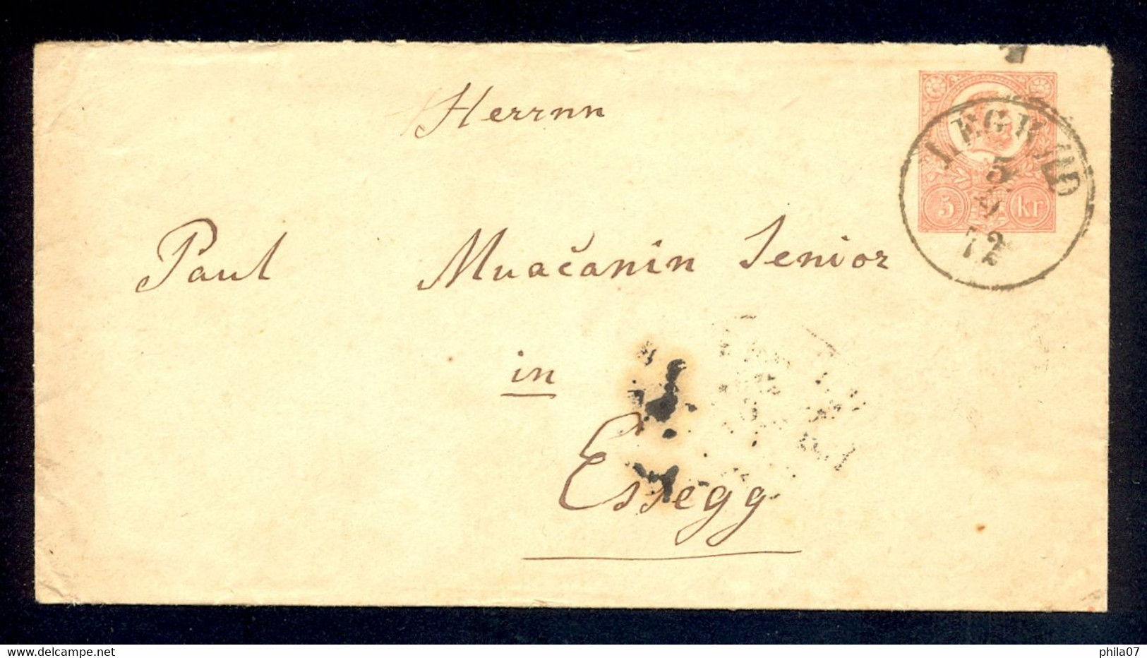 HUNGARY, CROATIA - Cover With Content Sent From LEGRAD To ESSEG 05.09. 1872. - Storia Postale