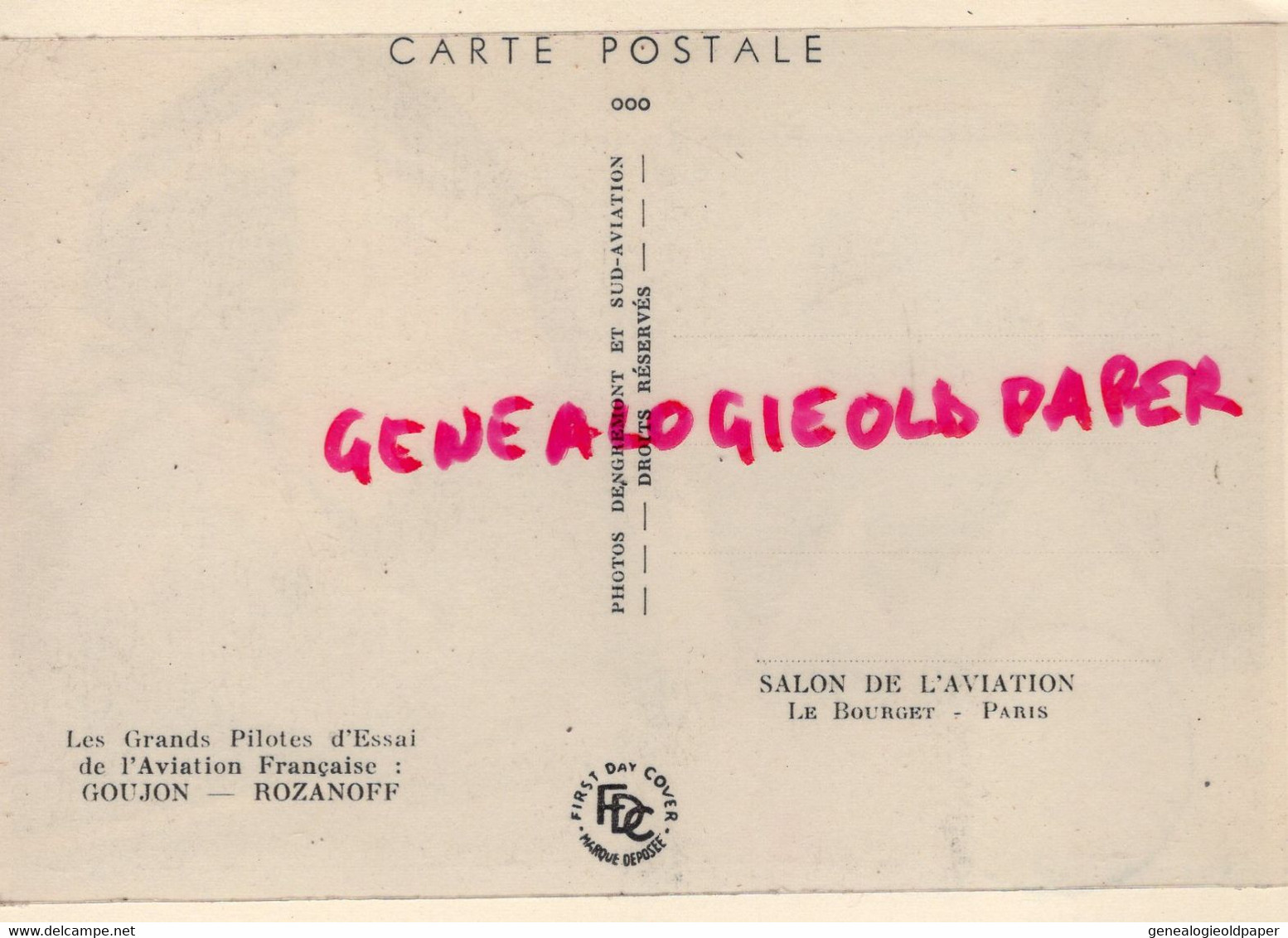 AVIATION-  SALON D' AVIATION PARIS LE BOURGET -PILOTES D' ESSAI C. GOUJON ET C. ROZANOFF - 13 JUIN 1959 - Autres & Non Classés