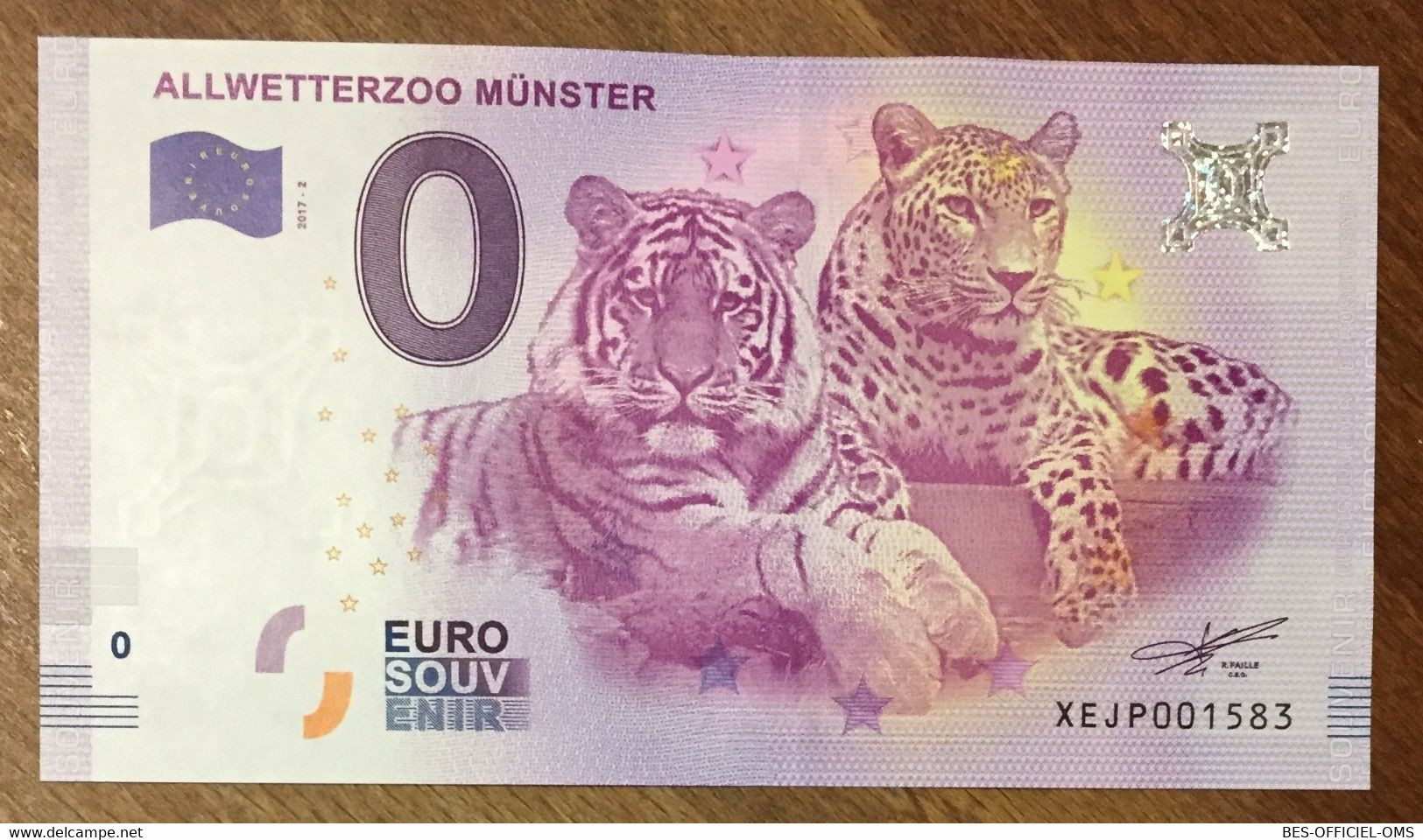 2017 BILLET 0 EURO SOUVENIR ALLEMAGNE DEUTSCHLAND ALLWETTERZOO MÜNSTER TIGRE ZERO 0 EURO SCHEIN BANKNOTE PAPER MONEY - [17] Falsi & Campioni