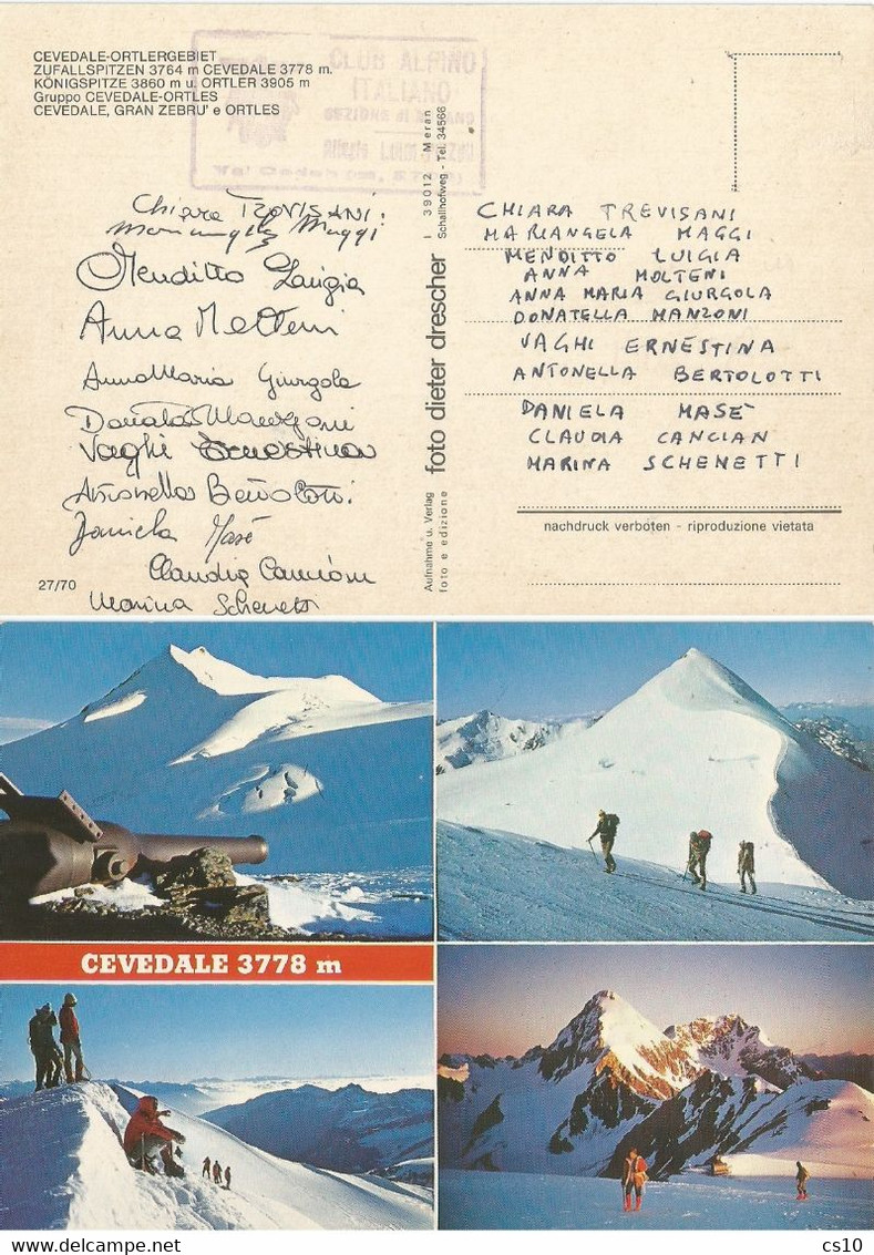 Mountaineering Mt. Cevedale Ascensione 5set1980 - Lotto 4 Cart. Con 11 Autografi Guide + 24 Donne Del GAM - Climbing