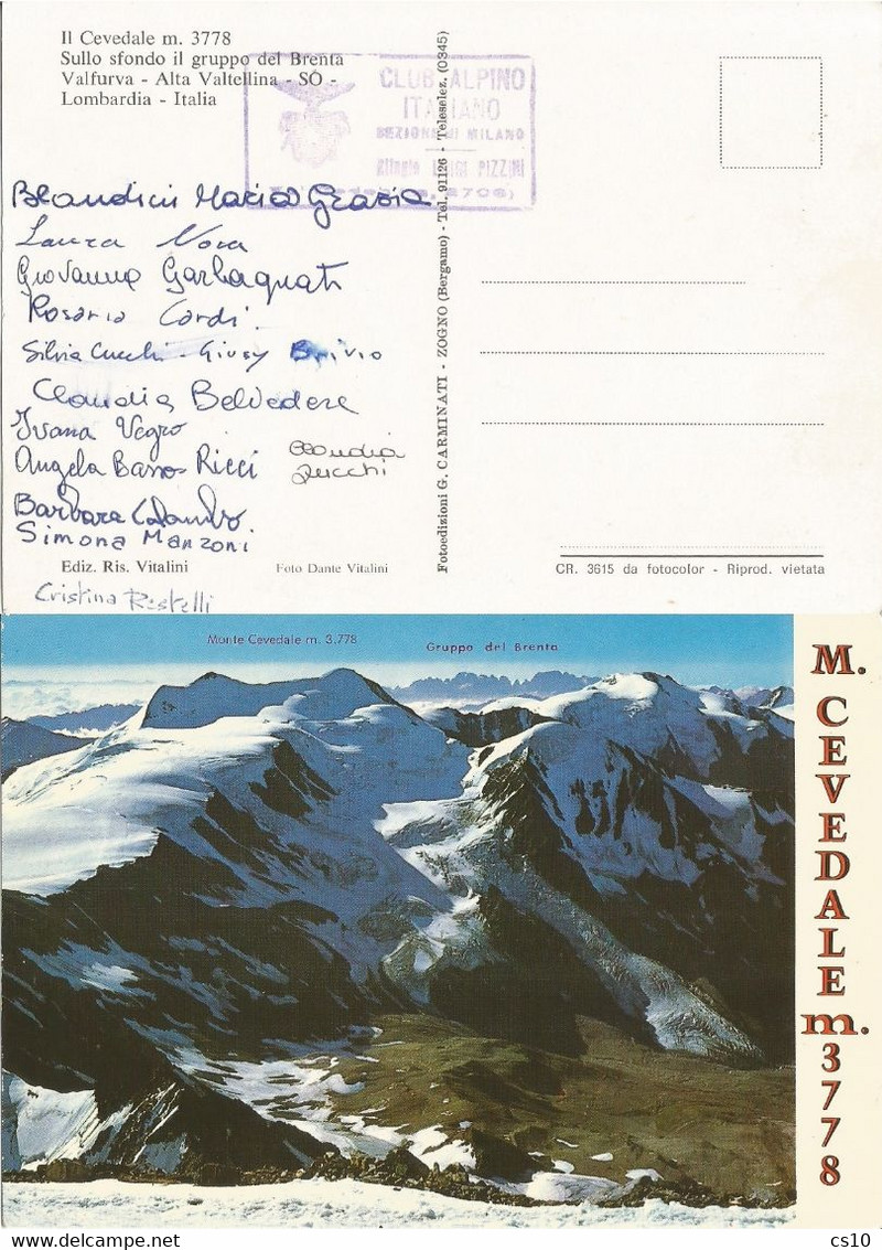 Mountaineering Mt. Cevedale Ascensione 5set1980 - Lotto 4 Cart. Con 11 Autografi Guide + 24 Donne Del GAM - Climbing