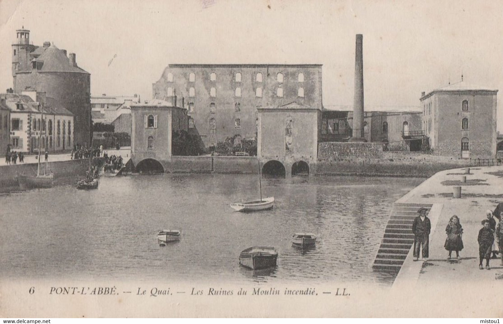 PONT- L'ABBE       Le Quai - Les Ruines Du Moulin Incendié  - 1916 - - Pont L'Abbe