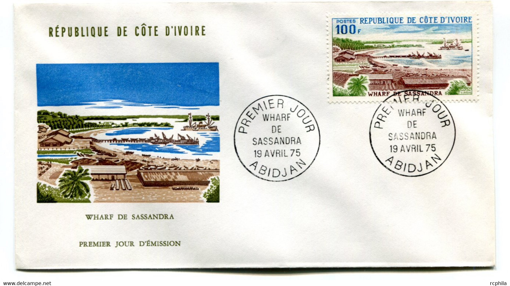 RC 19169 COTE D'IVOIRE N° 385 WHRAF DE SASSANDRA 1975 FDC 1er JOUR - TB - Ivoorkust (1960-...)