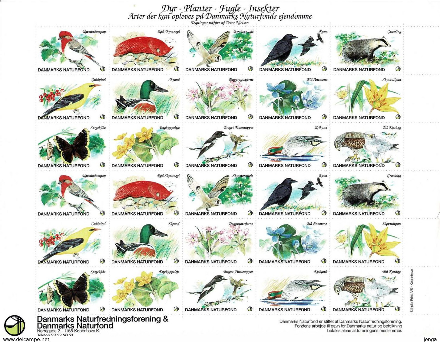 Denmark; Poster Stamp Sheet.  Animals, Plants, Birds And Insects.  MNH (**) - Altri & Non Classificati