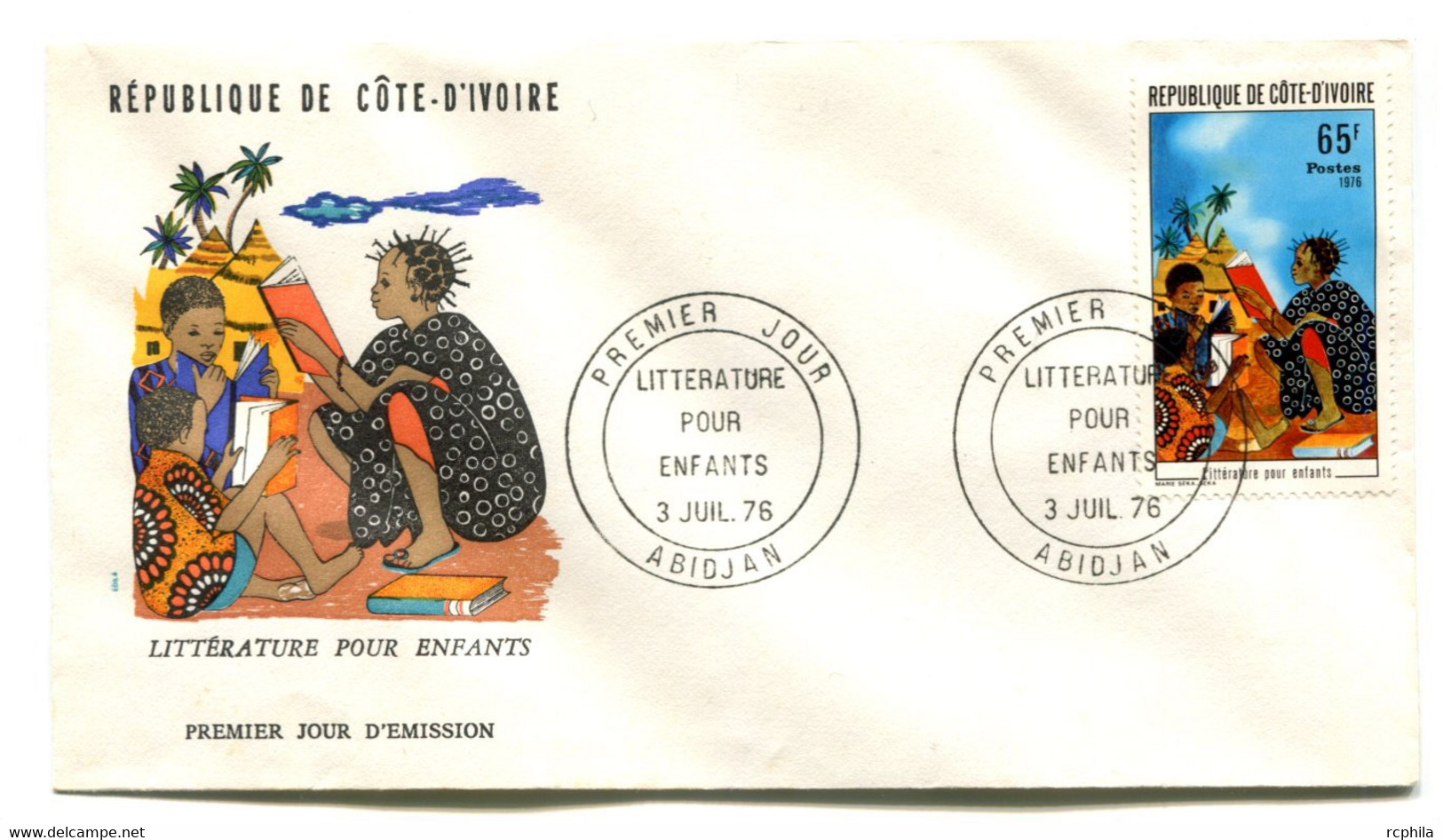 RC 19188 COTE D'IVOIRE N° 405 LITTERATURE POUR ENFANTS 1976 FDC 1er JOUR - TB - Côte D'Ivoire (1960-...)