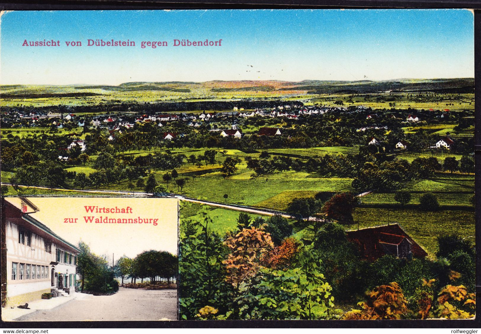 Um 1915 Mit Feldpost Gelaufene AK: Aussicht Von Dübelstein Gegen Dübendorf. Mit Wirtschaft. Minim Fleckig. - Dübendorf