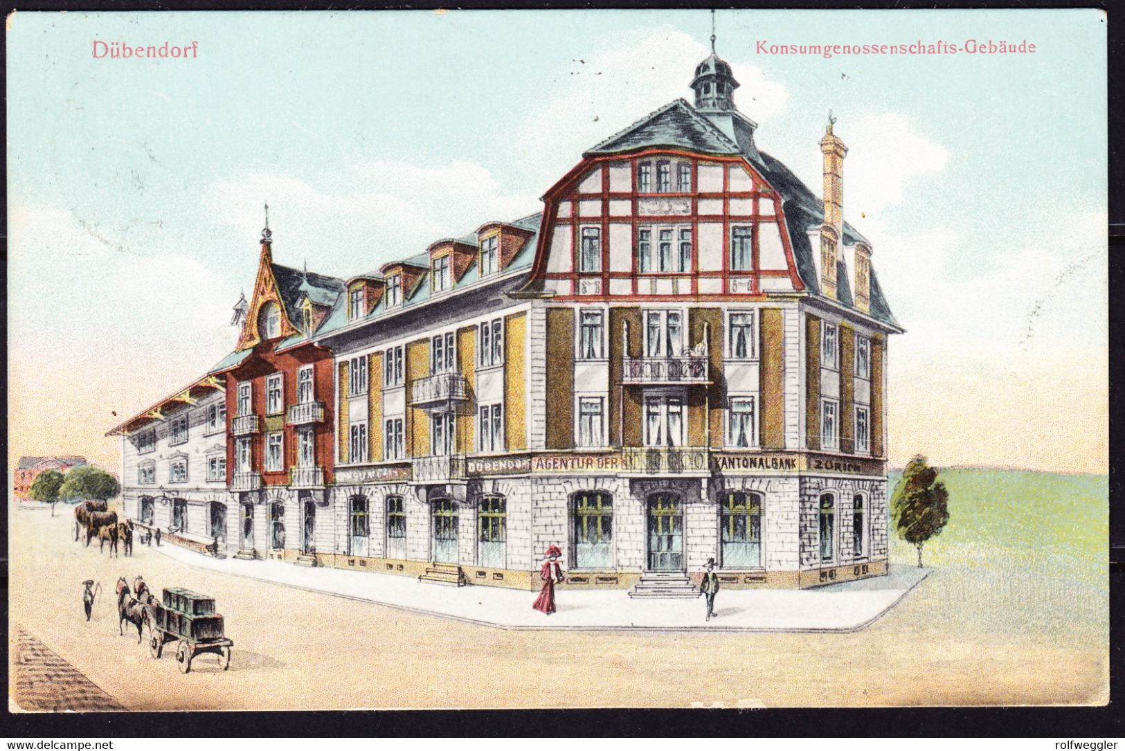 1921 Gelaufene AK Aus Dübendorf Nach Herrliberg. Konsumgenossenschaftsgebäude - Dübendorf