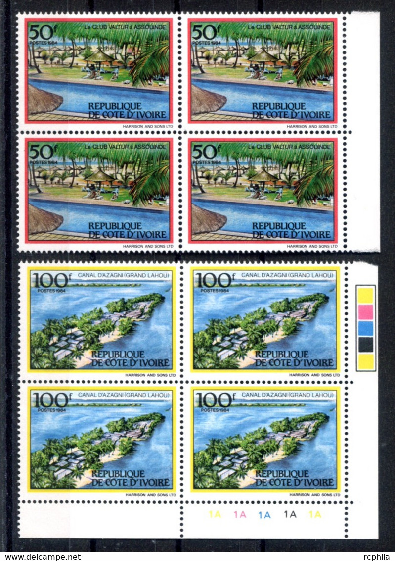 RC 19201 COTE D'IVOIRE COTE 440€ N° 701C / 701D TOURISME EN COTE D'IVOIRE BLOCS DE 4 NEUF ** MNH  - TB - Ivory Coast (1960-...)