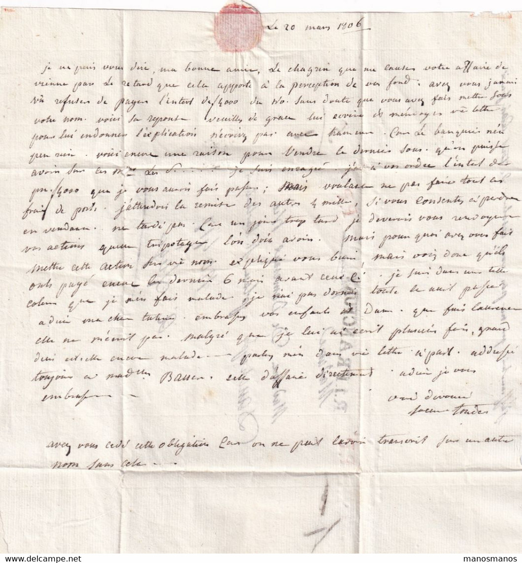 DDY 110 - Incoming Mail - Lettre Précurseur 1806 De R.1.FRANCFORT En P.P. Vers LIEGE ( Mme De Damesaux ) - Autres & Non Classés